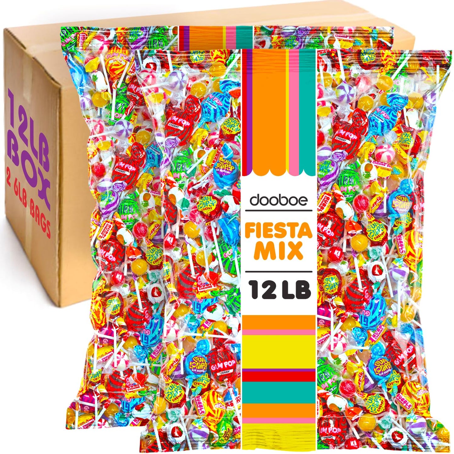 12lb Pinata Candy Mix - Assorted Lollipops Taffy Gum & Hard Candy - Individually Wrapped Bulk Party Candy for Birthdays Cinco de Mayo & Classroom Rewards