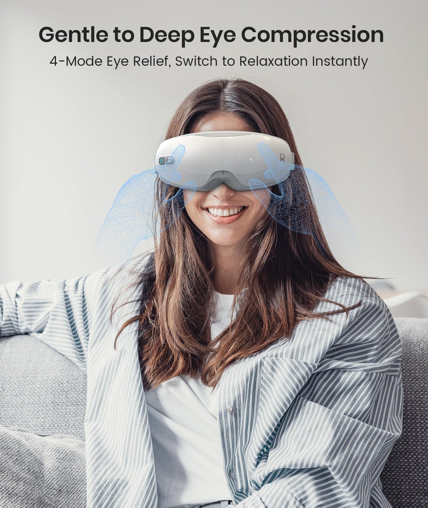 Restnature Eye Massager, Christmas Gifts for Women Eye Massager with Heat & Bluetooth Music Birthday Gifts Headache Dry Eye Relief and Improve Sleep Gift for Women/Men/Graduation,White