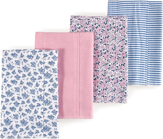 Luvable Friends Hudson Baby Flannel Burp Cloths 4pk, Blooming Classic Floral