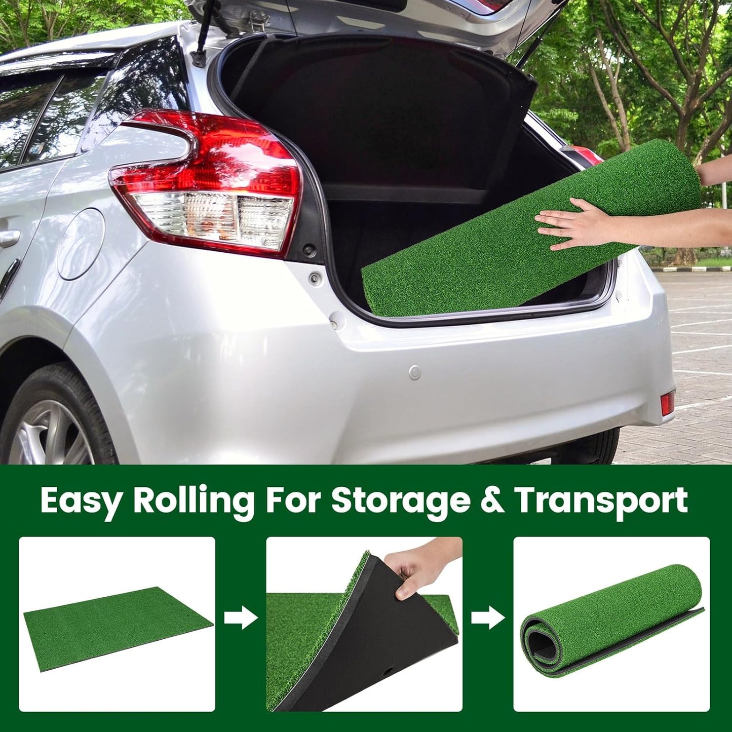 Tangkula Golf Hitting Mat, Artificial Turf Mat for Indoor/Outdoor Golf Practice Includes 2 Rubber Tees & 2 Alignment Sticks, Golf Training Mat for Home Backyard Garage