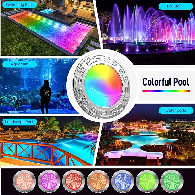 60FT 6Inch Pool/Spa Lights for Inground Pool, 20W LED Inground Pool Light with APP, Remote and Controller Control, Color Changing Underwater Swimming Pool Lights for Wet Niche