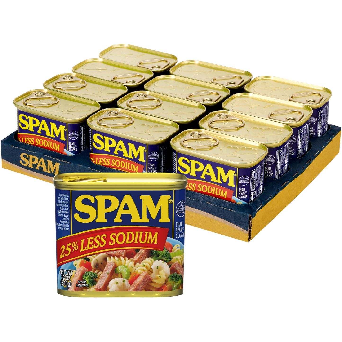 SPAM 25% Less Sodium Canned Meats 12 oz Cans 12 Pack
