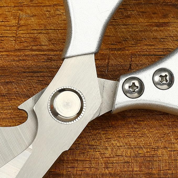 8.5" Kitchen Scissors for Food Chef Scissors Heavy Duty Culinary Scissor Full Metal Professional Sharp Kitchen Shears for Cooking Chicken Meat Pizza, Sliver