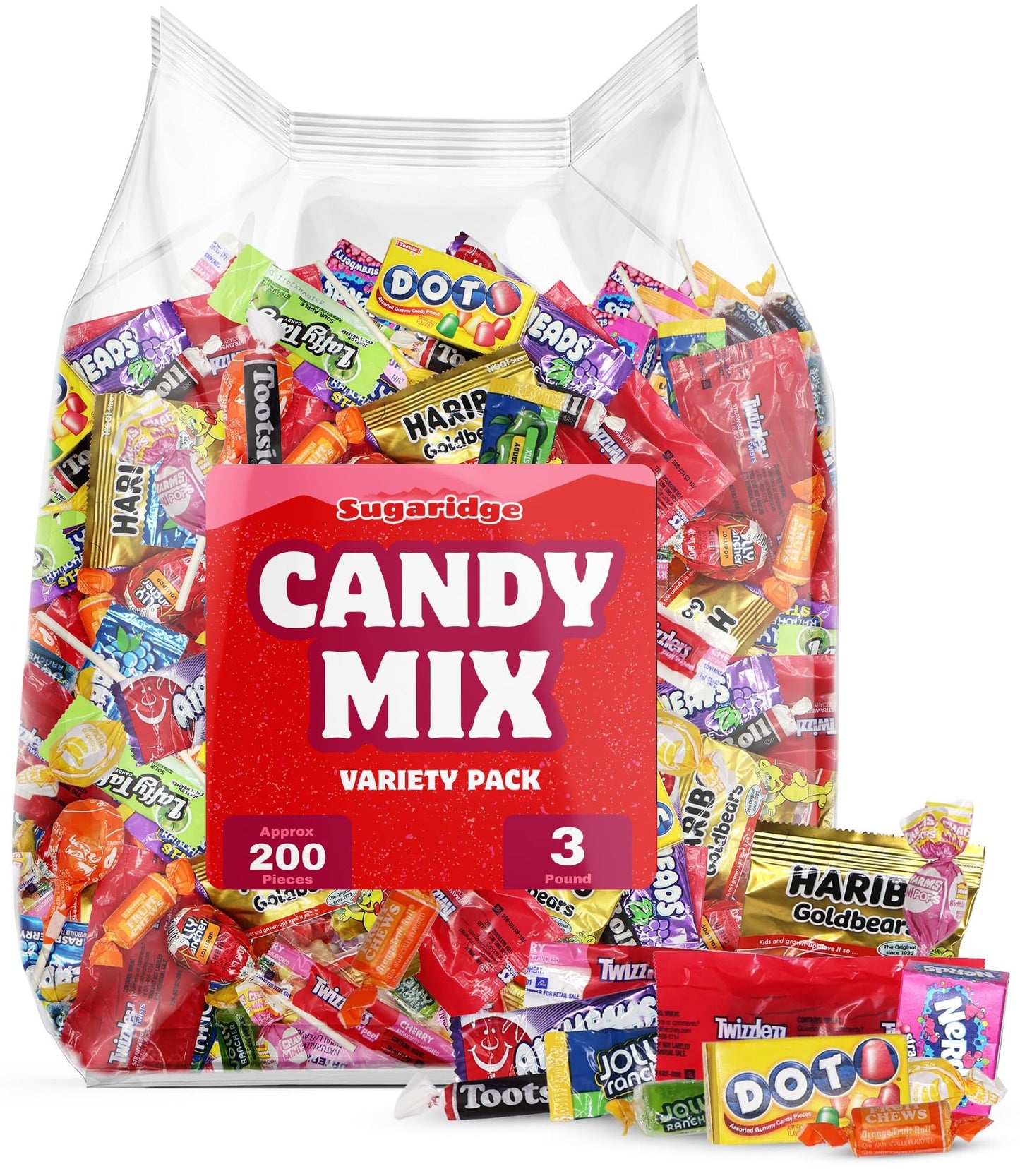 3 Pound Bulk Candy Variety Pack - Large Candy Mix Individually Wrapped Candies for Pinata Fillers Birthday Party Favors & Goodie Bags - Approx 200 Assorted Candies