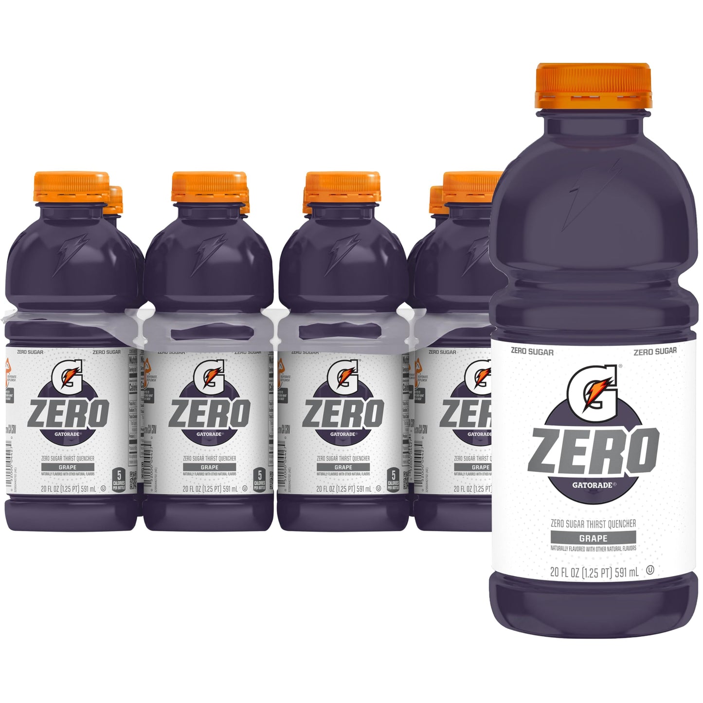 Gatorade G Zero Thirst Quencher, Grape, 20 Fl Oz Bottles, 8 Pack