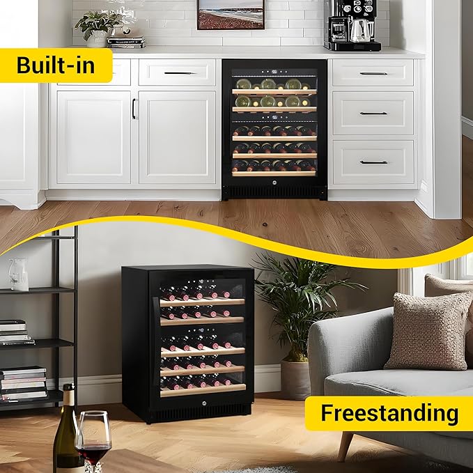 CT Copper Tailor 40 Bottles Outdoor Wine Cooler,Dual Zone Wine Fridge,Freestanding or Built-In Installation,LED Touch Control, for Home,Office,Bar,3.9 Cu.Ft