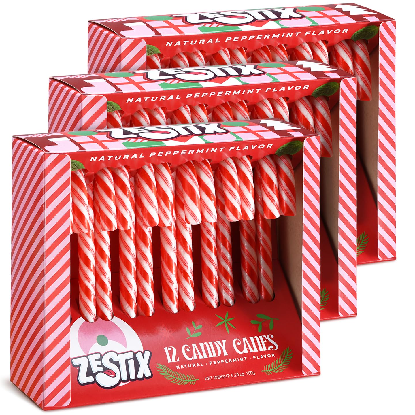 Christmas Candy Canes - Classic Red & White Peppermint Flavor 3 Pack (36 Count) | Individually Wrapped Holiday for Kids & mature-themeds Perfect for Stocking Stuffers & Gift Bags