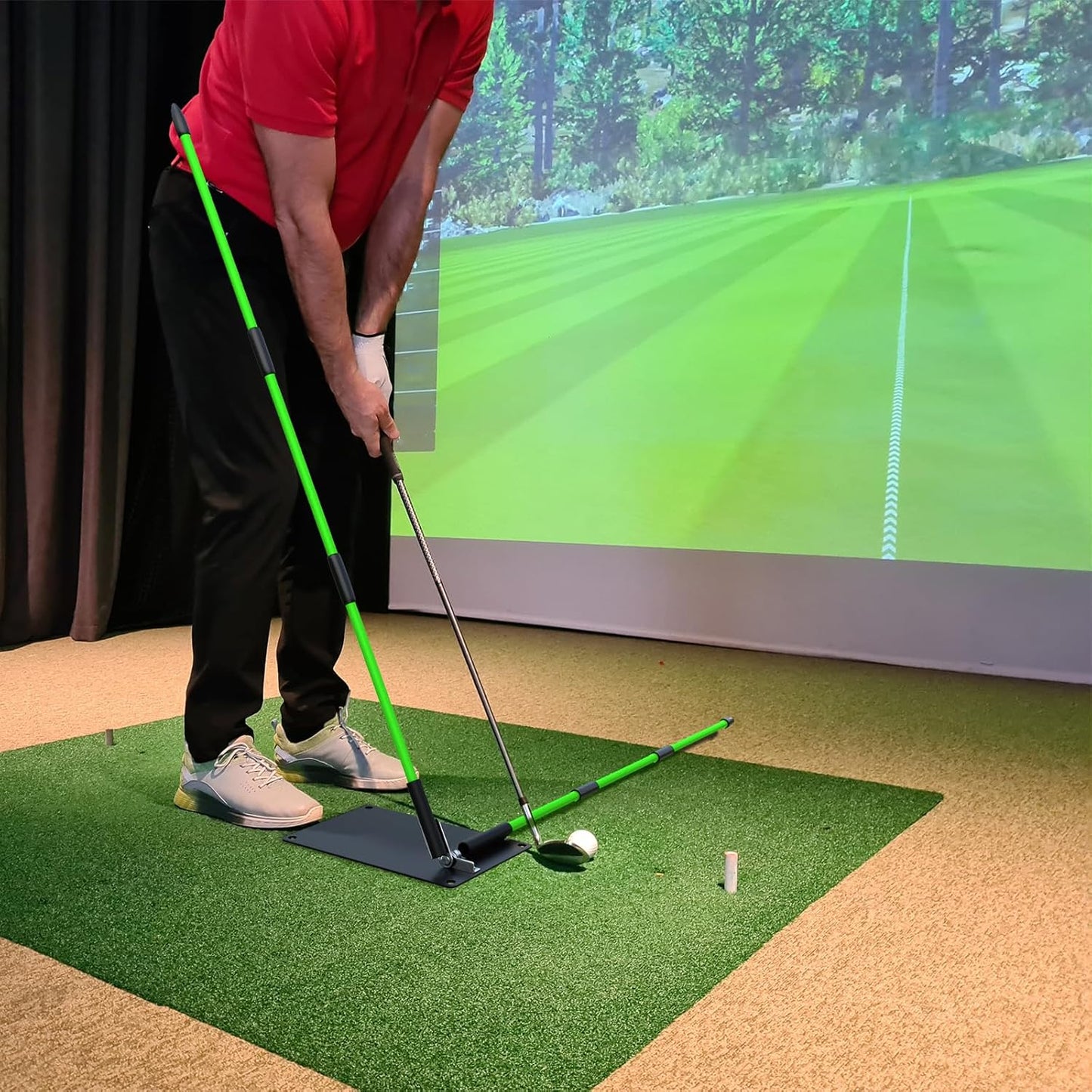 Adjustable Golf Swing Plane Trainer System for Practicing Aiming Putting Swing