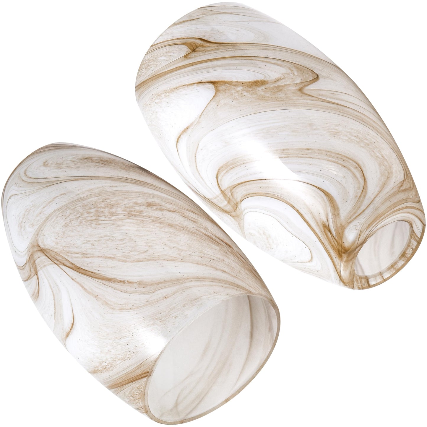 Go&So Honey-Bronze Gradient Flow Pendant Light Shade 7.8H Oval Fixture 1.57 Fitter 2 Pack Kitchen Pendant Lighting Over Island -Hand-Blown Fluid Line Texture For Chandelier Replacement Shades Set