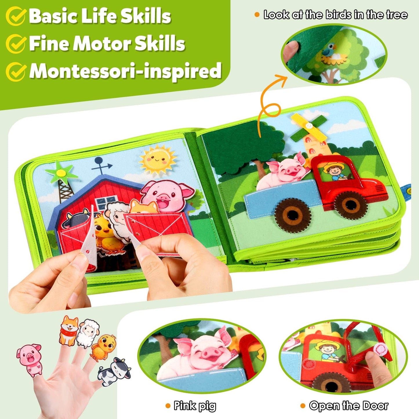 GOLIYEAN Busy Book for Toddlers 1-3 - Montessori Toys for 1-3 Year Old Boy Girl Birthday Gift, Educational Learning Quiet Activity Books, Busy Board for One Year Old Baby, Airplane Car Travel Ages 2-4