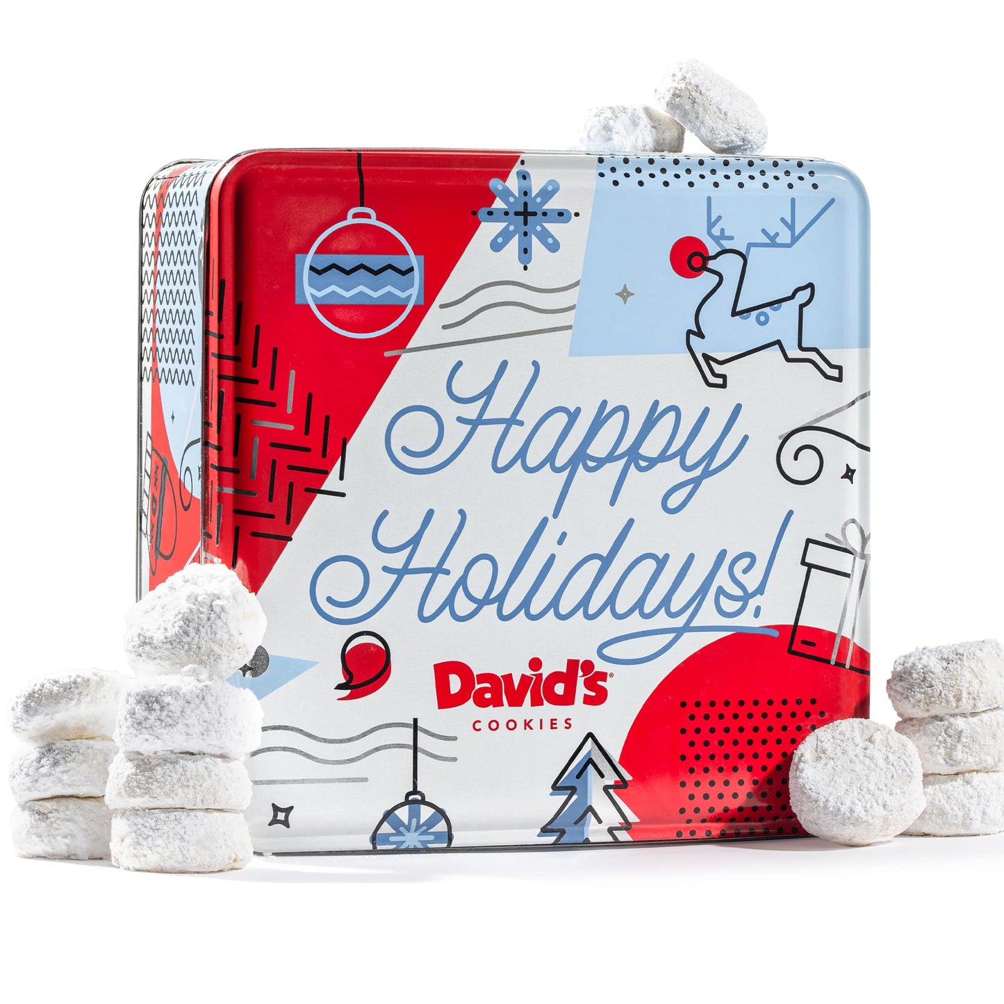 Davids Cookies Winter Wonderland Butter Pecan Meltaway Cookies Tin - Delicious Butter Cookies with Crunchy Pecans - Soft & Melt