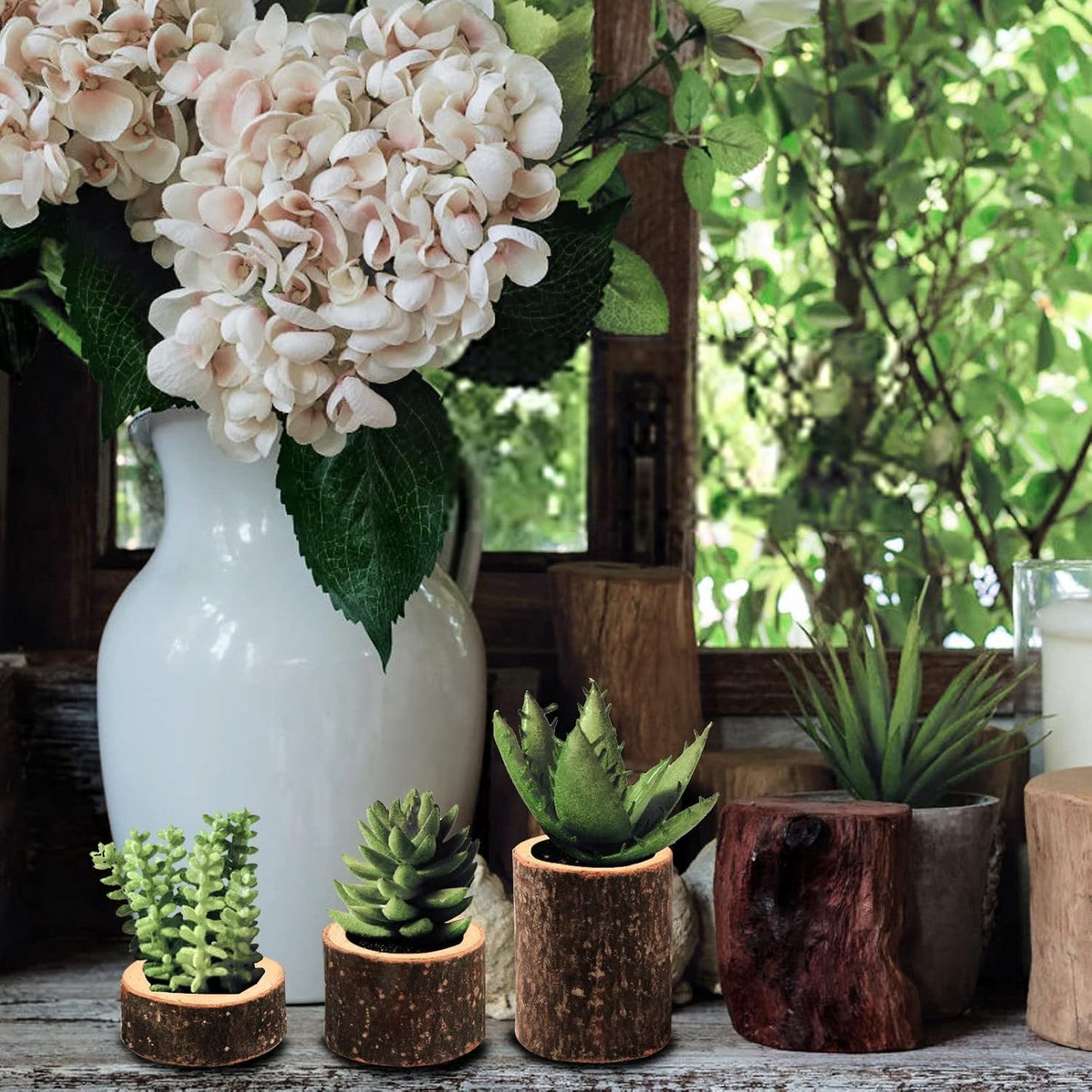 Set of 12 Wooden Tea Light Candle Holders, Personalized Natural Wooden Votive Vintage Tea Light Candle Holders for Rustic Centerpieces for Dining Table Wedding Party (Set of 12)