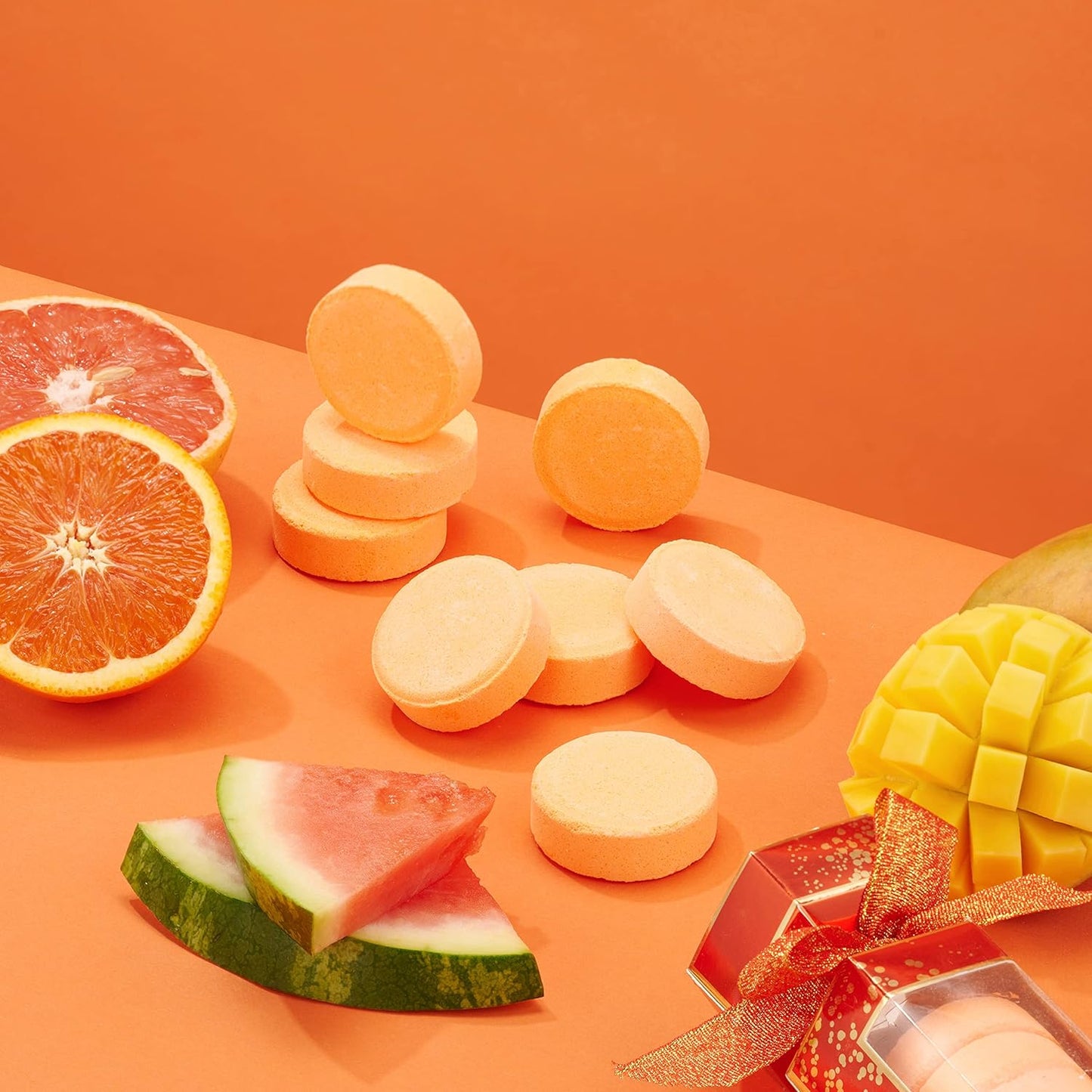 Shower Steamers Gifts for Women & Men - Orange, Watermelon, Mango, Pink Grapefruit Essential Oils Scented Aromatherapy Bath Bombs, Nasal Congestion Relief Shower Tablets, Birthday Gifts