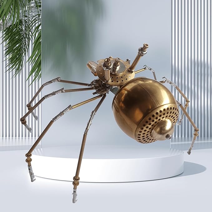 Steampunk Golden Spider Metal Model Kit for Adults ā DIY 3D Mechanical Brass Insect Puzzle, Retro Industrial Art Sculpture Craft for Home Office Decoration & Collectors Gift (Golden Spiders)