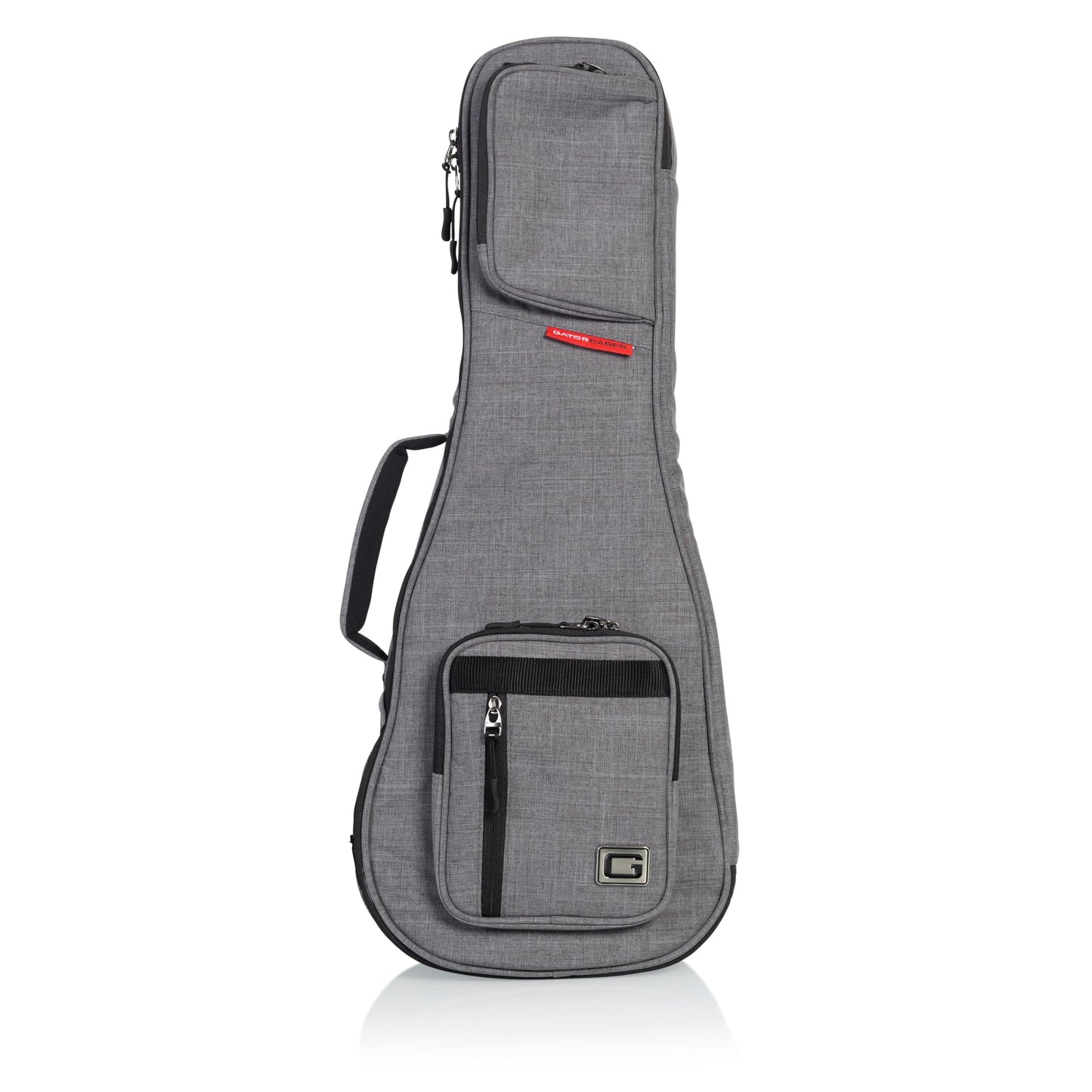 Gator Cases Transit Series Lightweight Concert Ukulele Gig Bag with Back Pack Straps and Rubberized Base, Light Grey Exterior (G