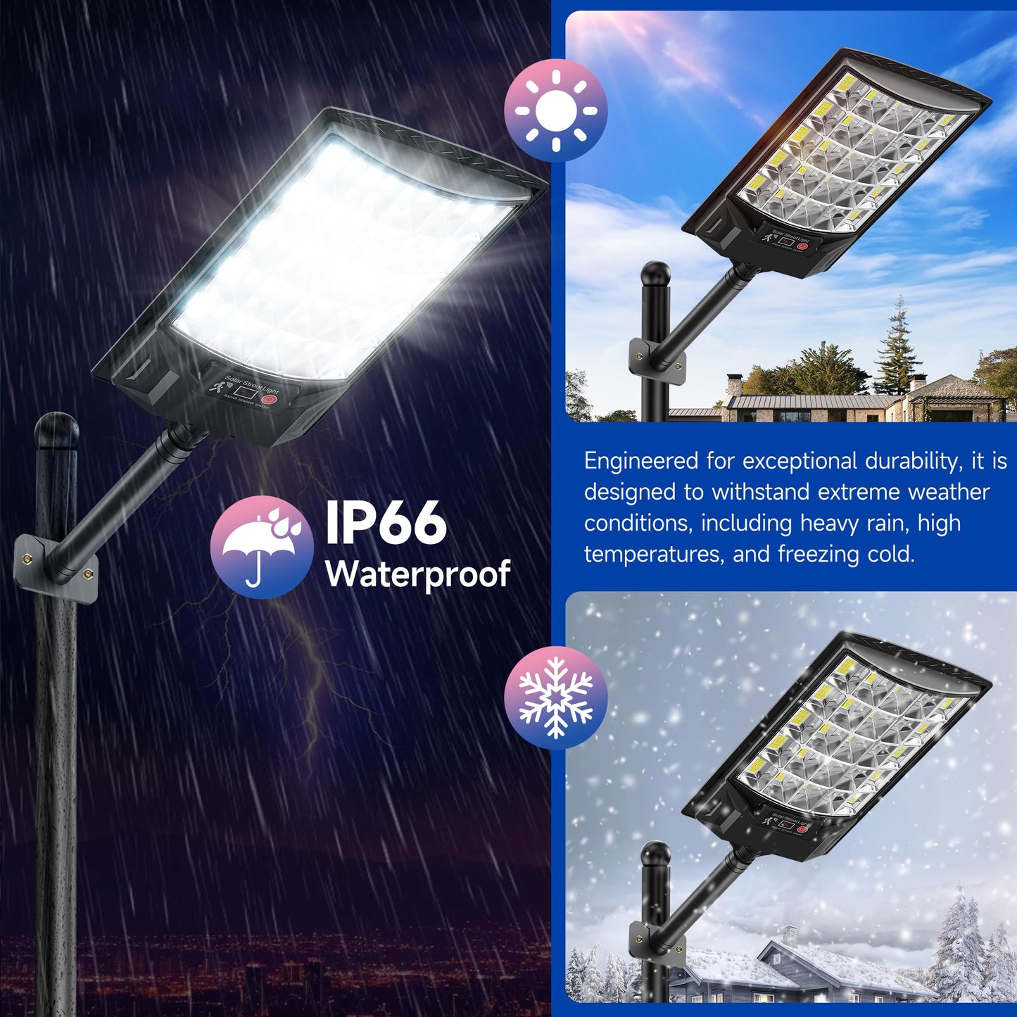 Aqraou Solar Street Lights Outdoor, 6500K LED, Waterproof, Motion Sensor, Remote Control, 2 Pack, White, Model SL4241