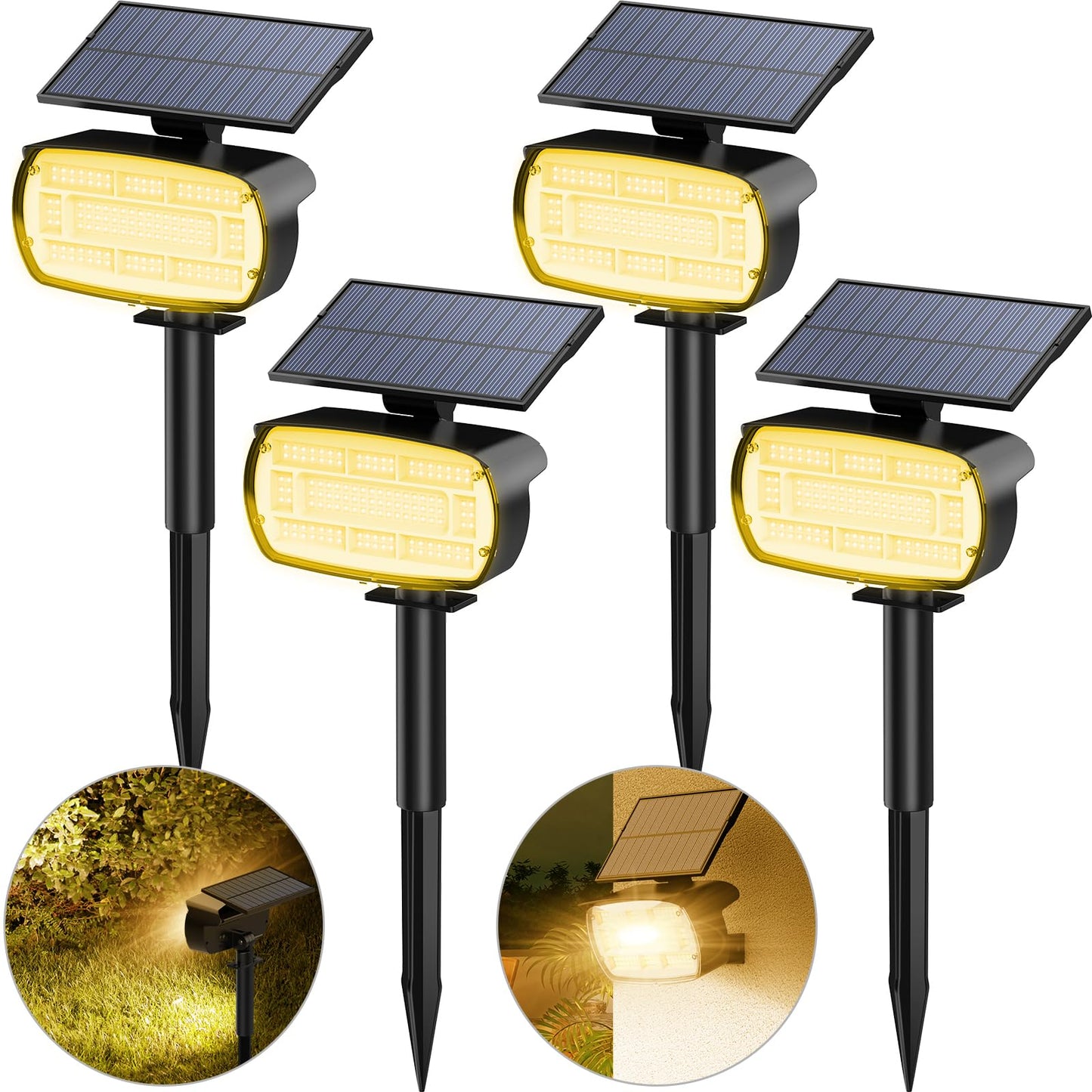 Fabrito Solar Spot Lights Outdoor 136 LEDs, Big Brighter Lighting Solar Lights Outdoor, 4 Pack IP65 Waterproof Landscape Spotlig