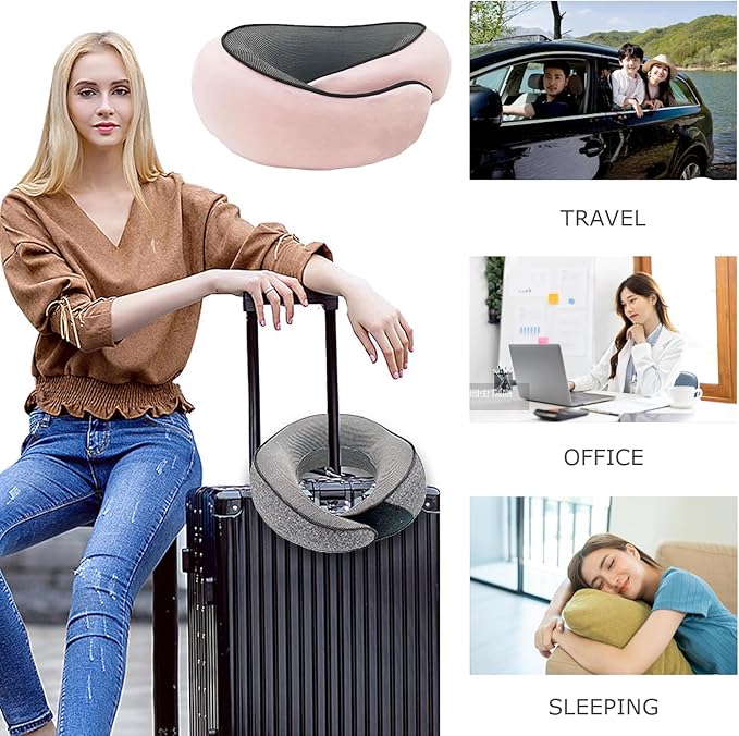 2024 New Neck Pillow, Wander Plus Travel Neck Pillow, Aircraft Memory Foam Travel Neck Pillow (Pink), OPZ-416 UPC-749799937929