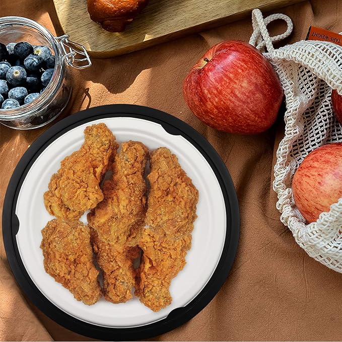 Paper Plate Holders 4 Packs with Snap-in Grooves 10.5 Inch Plastic Paper Plate Holders Reusable 4 Color Heavy Duty Supports for Picnic Party Dinner