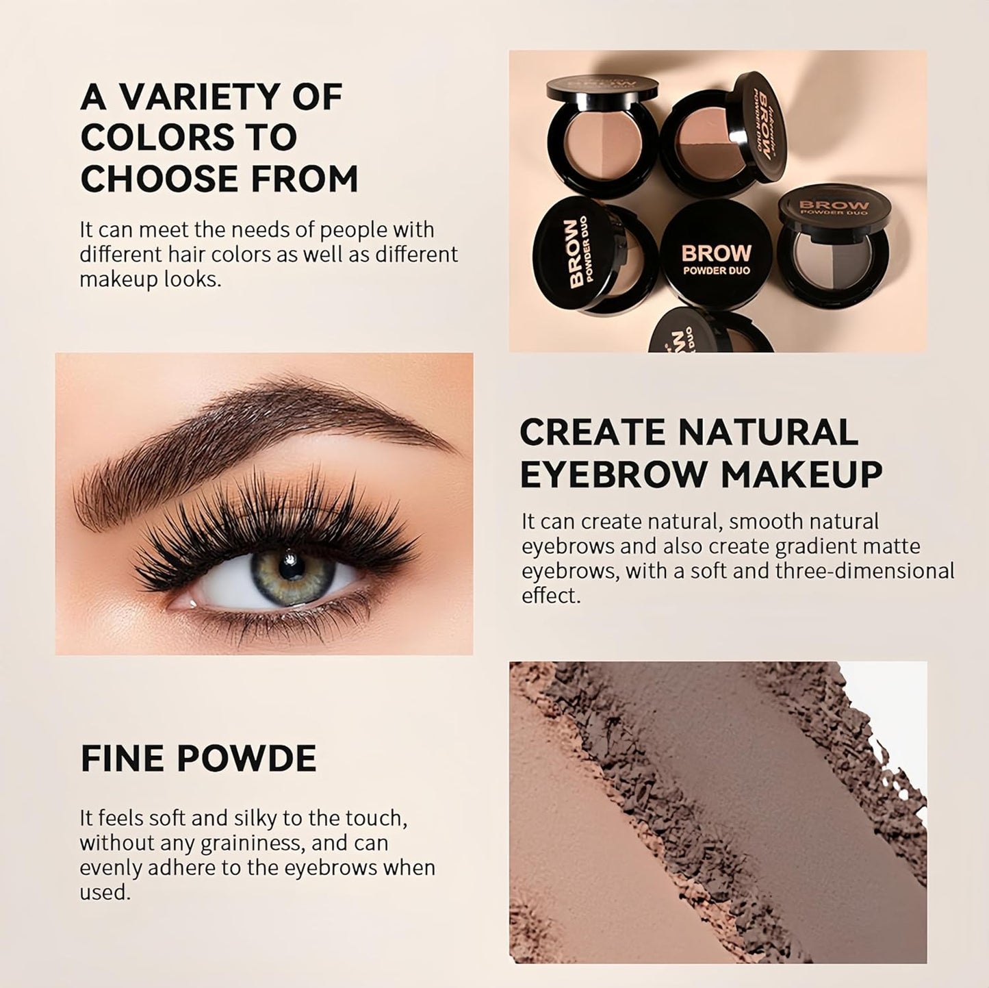 MAEPEOR Brow Powder Duo 6 Colors Natural Smooth Eyebrow Powder Professional Brow Contour Palette for Filler Defined & Sculpt (04 Ash Brown)