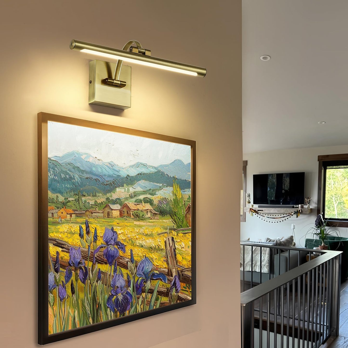Desoop Picture Lights For Wall Hard-Wired Antique Bronze Picture Lighting Dimmable Art Light Led Gallery Lighting For Wall Portrait Artwork 15.75 Inch 7W 2700K