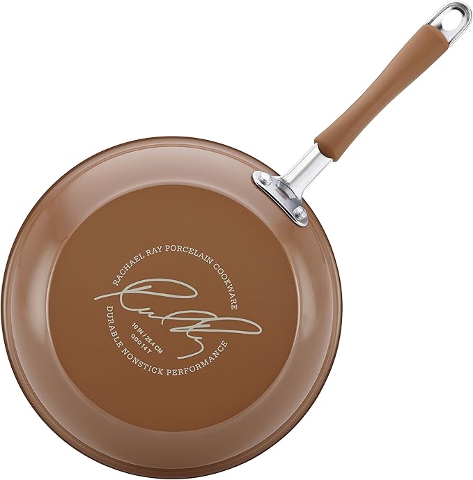 Rachael Ray Cucina Nonstick Cookware Pots and Pans Set, 12 Piece, Mushroom Brown