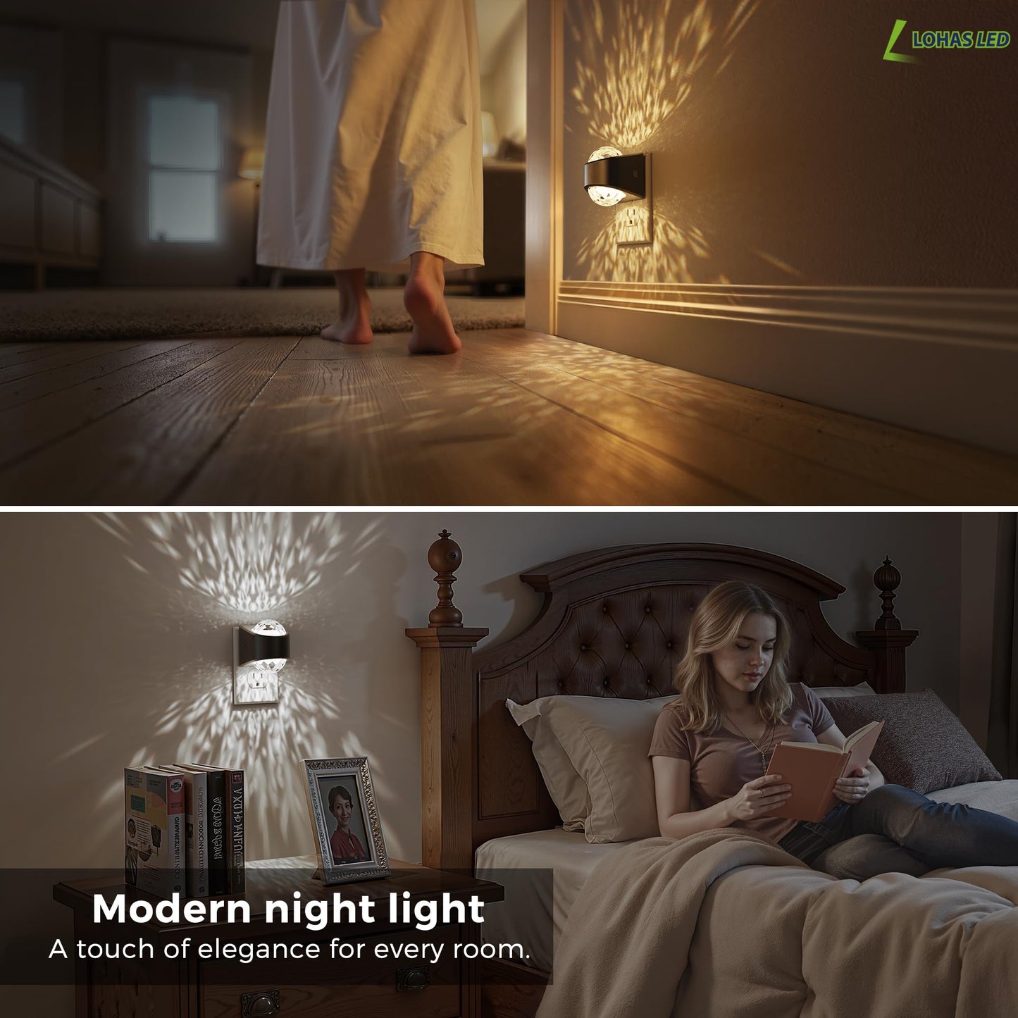 L Lohas Led Night Lights Plug Into Wall Projector Night Light With Dusk To Dawn Sensor 1600K/3000K/5000K Adjustable Nightlight For Kids Hallway Christmas Gift