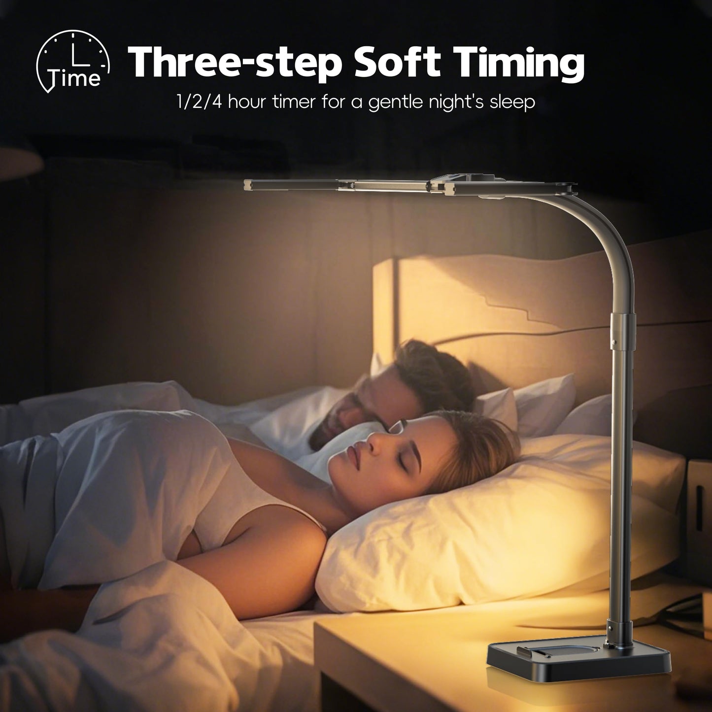 Sandiea Led Desk Lamp For Home Office - 24W Bright Double Head Desk Light With Clamp Eye Caring Architect Task Light 25 Lighting Modes Adjustable Flexible Gooseneck Lamp (All Black)