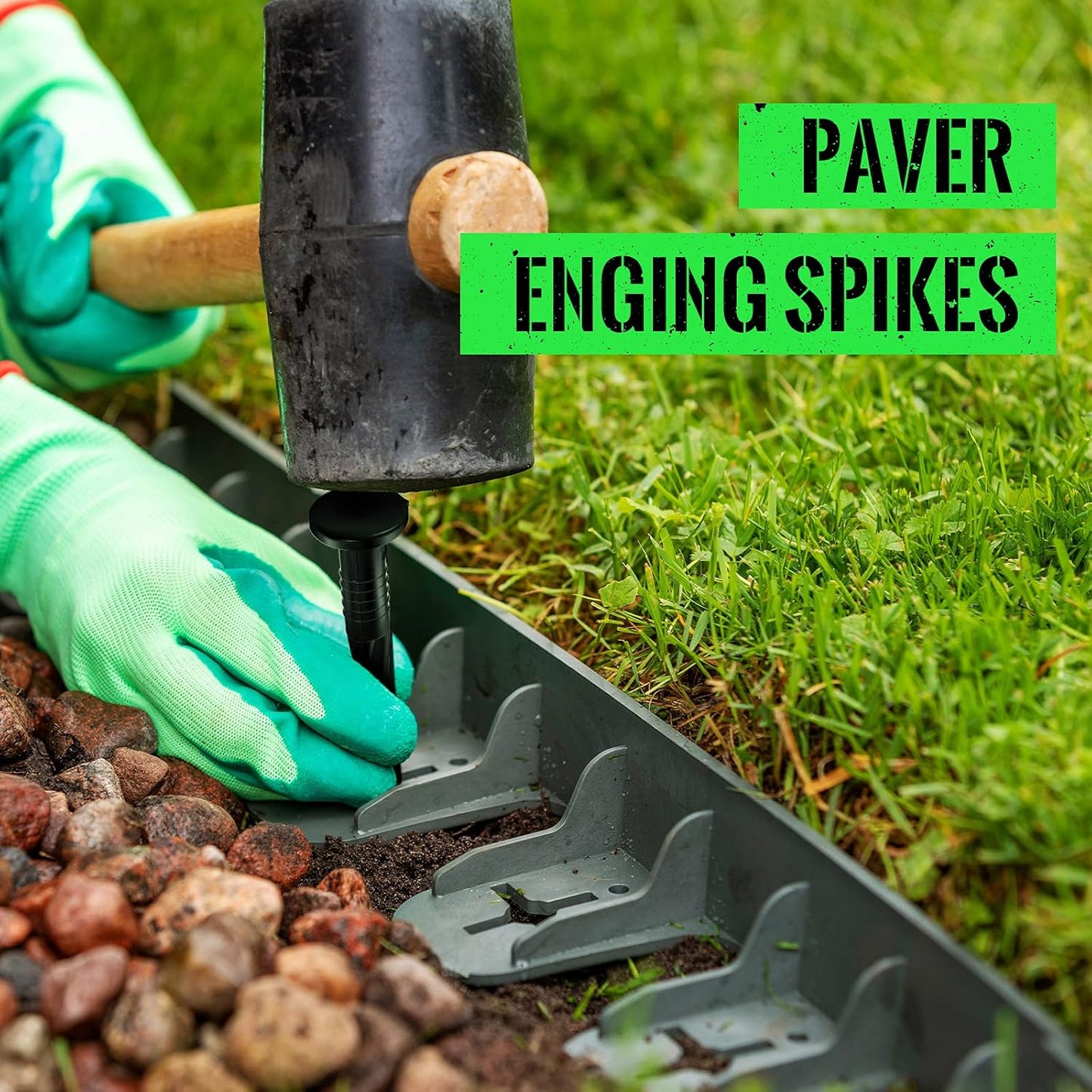 Jetec 150 Pcs Landscape Spikes Bulk Plastic Edging Nails Garden Spiral Landscape Edging Anchoring Spike for Paver, Weed Barriers, Turf, House Construction Ground Lawn (Black,8 Inch)