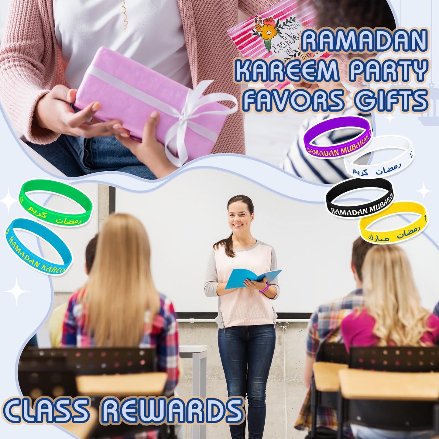 Landical Eid Al Adha Silicone Bracelets Mubarak Kareem Motivational Rubber Wristbands Colored Silicone Bracelets Muslim Gifts Ra