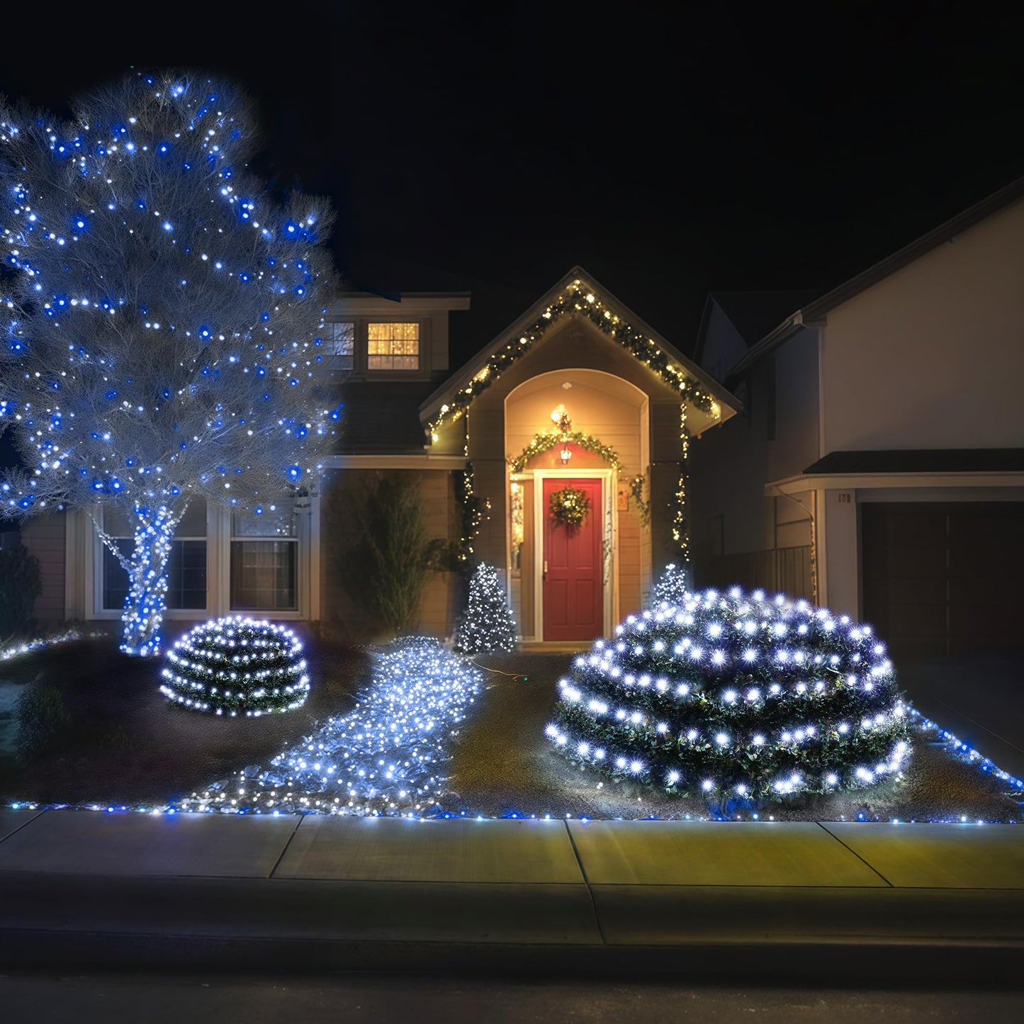 Blctec Christmas Net Lights 360 Led, 9.8Ft X 6.6Ft, Cool White, Waterproof, 8 Modes, Timer, Energy-Saving For Outdoor Decorations