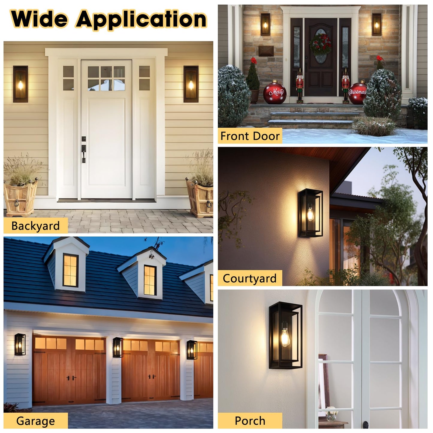 Feanron 16.5 Large Outdoor Wall Lights 1 Pack Matte Black Exterior Waterproof Lanterns With Frame And Clear Glass Shade Modern Porch Sconces Wall Mounted Lighting For House Front Door Garage