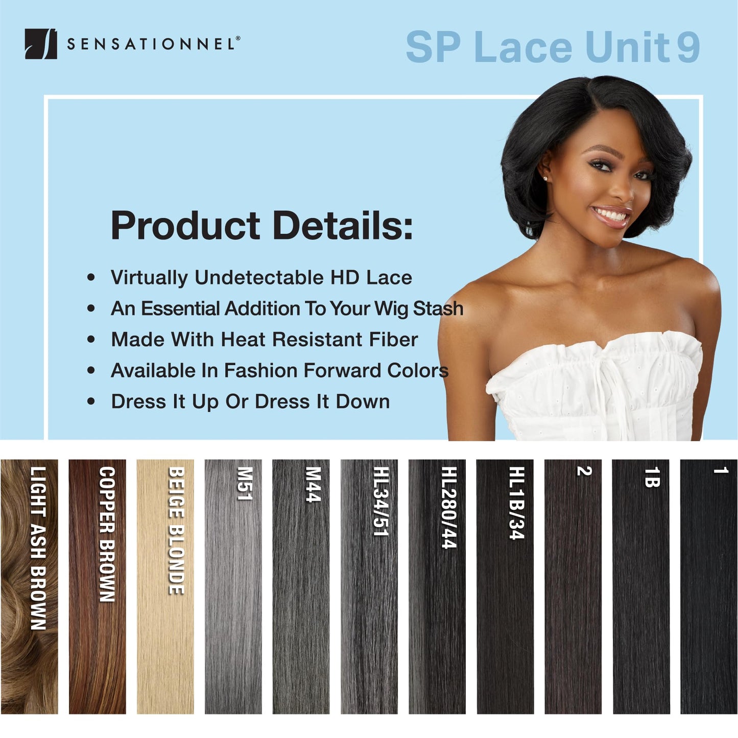 Sensationnel Dashly Lace Saltandpepper Wig - Sp Unit 9 Hand Tied Laceparting Ear to Ear Synthetic (HL280/44)