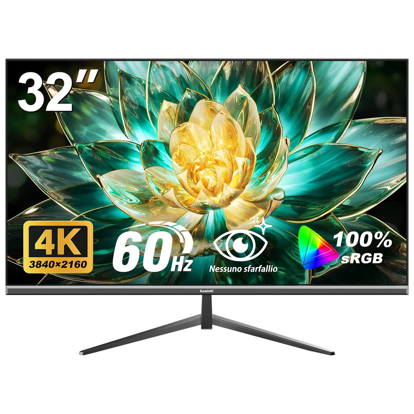 Gawfolk 32 Inch 4K UHD Computer Monitor, Ultra-Clear (3840 2160p) Screen, 100% sRGB,178 Viewing Angle, Display Port?HDMI, Compa