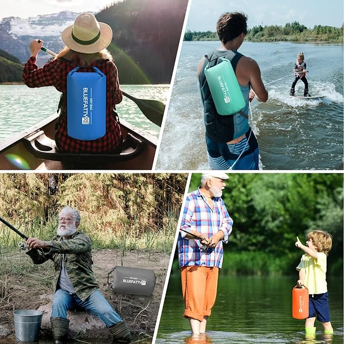 Waterproof Dry Bag Floating Roll Top Dry Backpacks for Kayaking, Rafting, Boating, SUP, Fishing with IPX8 Waterproof Phone Case, Orange, 10L