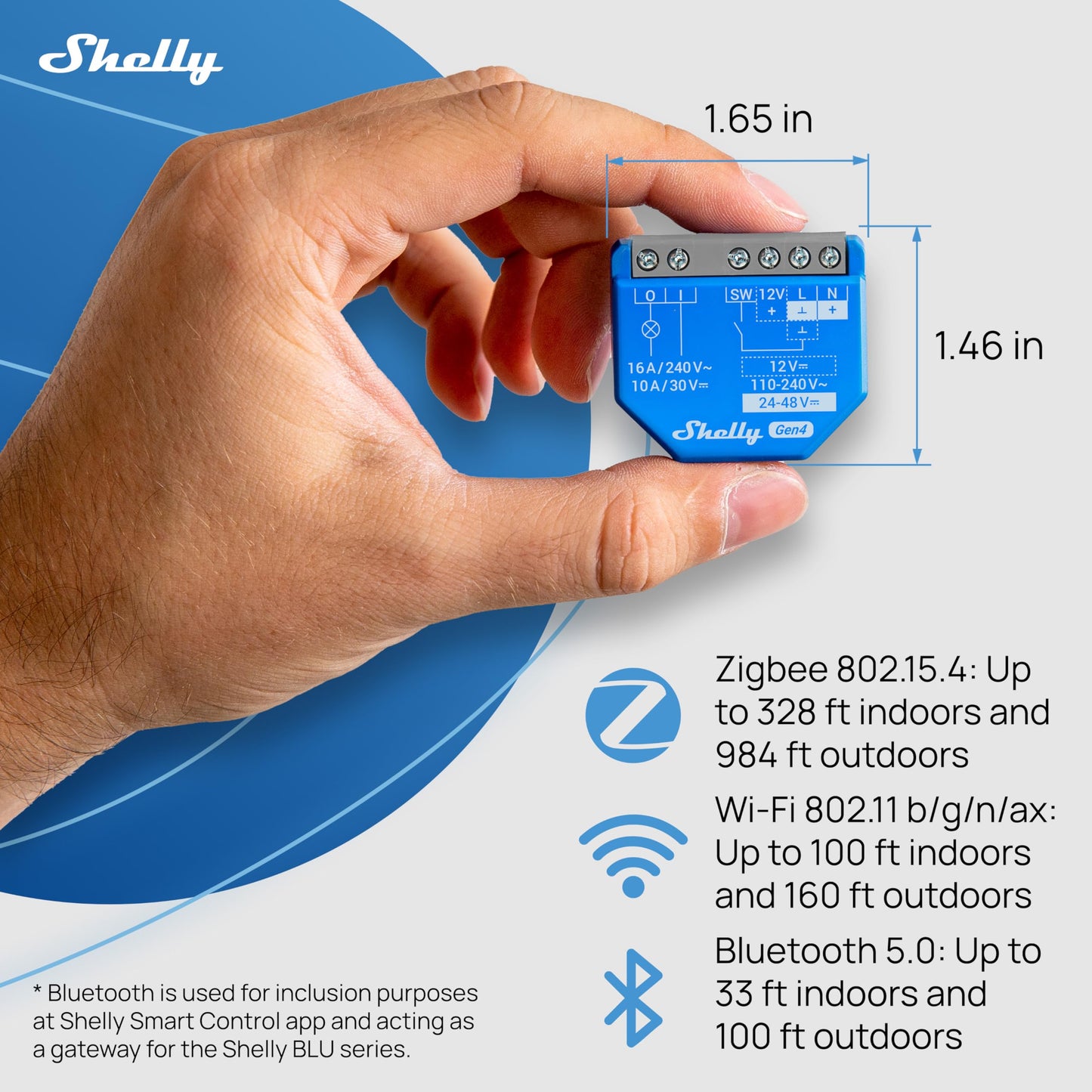 Shelly 1 Gen4 | Wi-Fi, Zigbee & Matter Smart Relay Switch with Dry Contacts, 1-Channel 16A | Home Automation | Alexa, SmartThings, Google Home, Apple HomeKit Compatible | Garage Door Opener