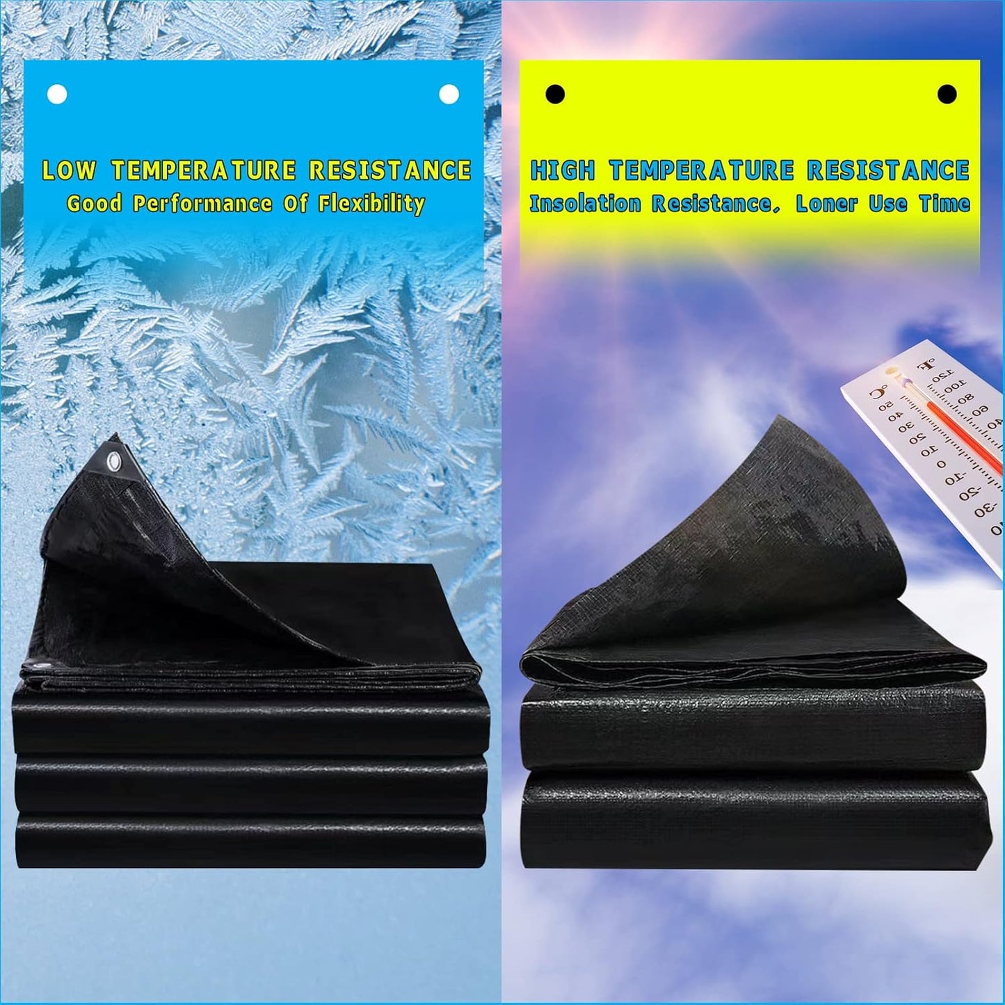 25X25FT Reinforced PE Pond Liner, 28Mil Thickness Pond Liners for Outdoor Ponds, Hemmed Edge with Buttonholes Liners for KOI/Fish, Duck Pond and Waterscape.