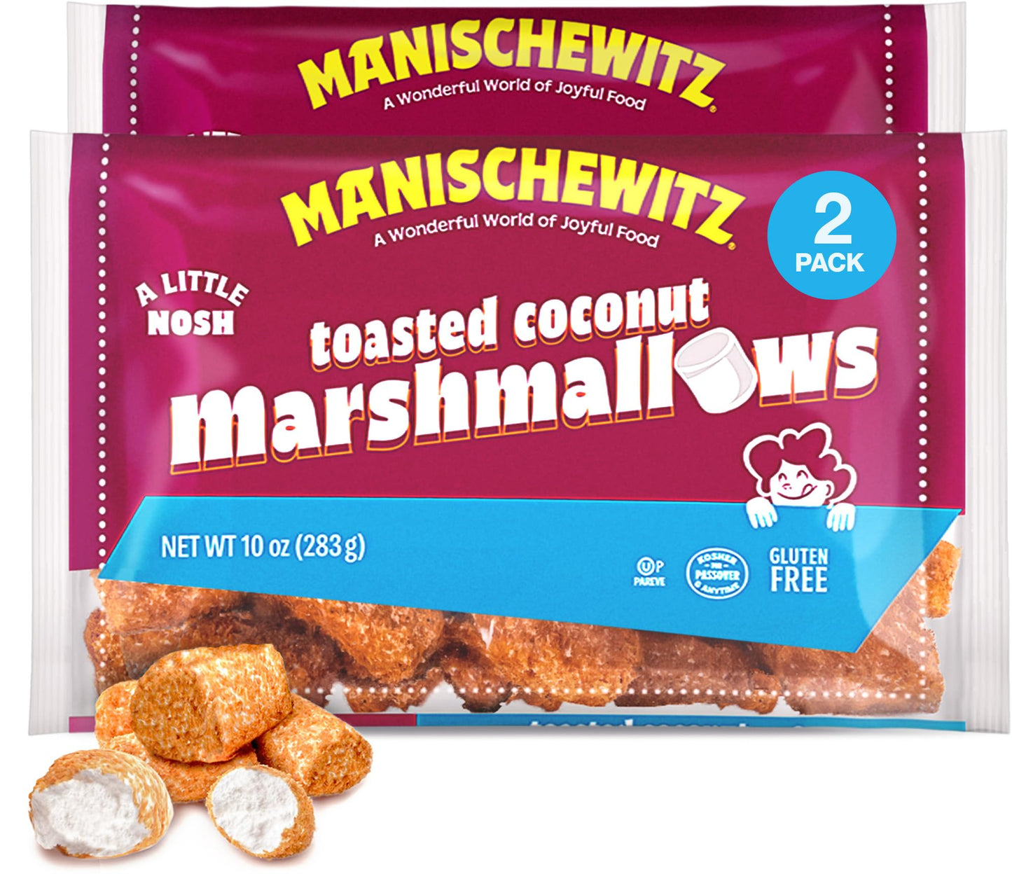 Manischewitz Toasted Coconut Marshmallows 10oz (2 Pack), Kosher for Passover