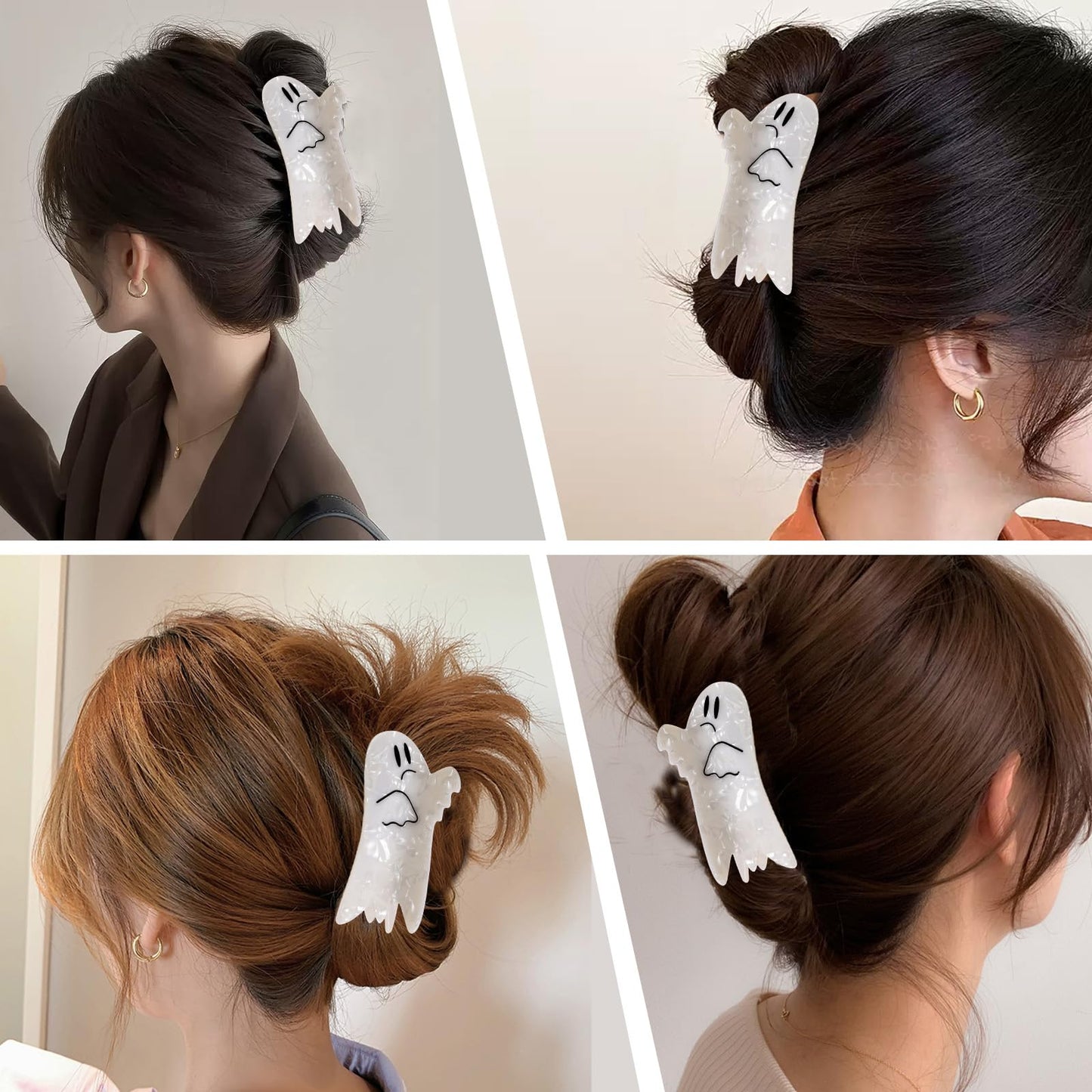 Ghost Hair Clips Halloween Large Claw Clips Hair Accessories for Women Funny White Ghost Hair Clip for Thin Thick Hair Cosplay C