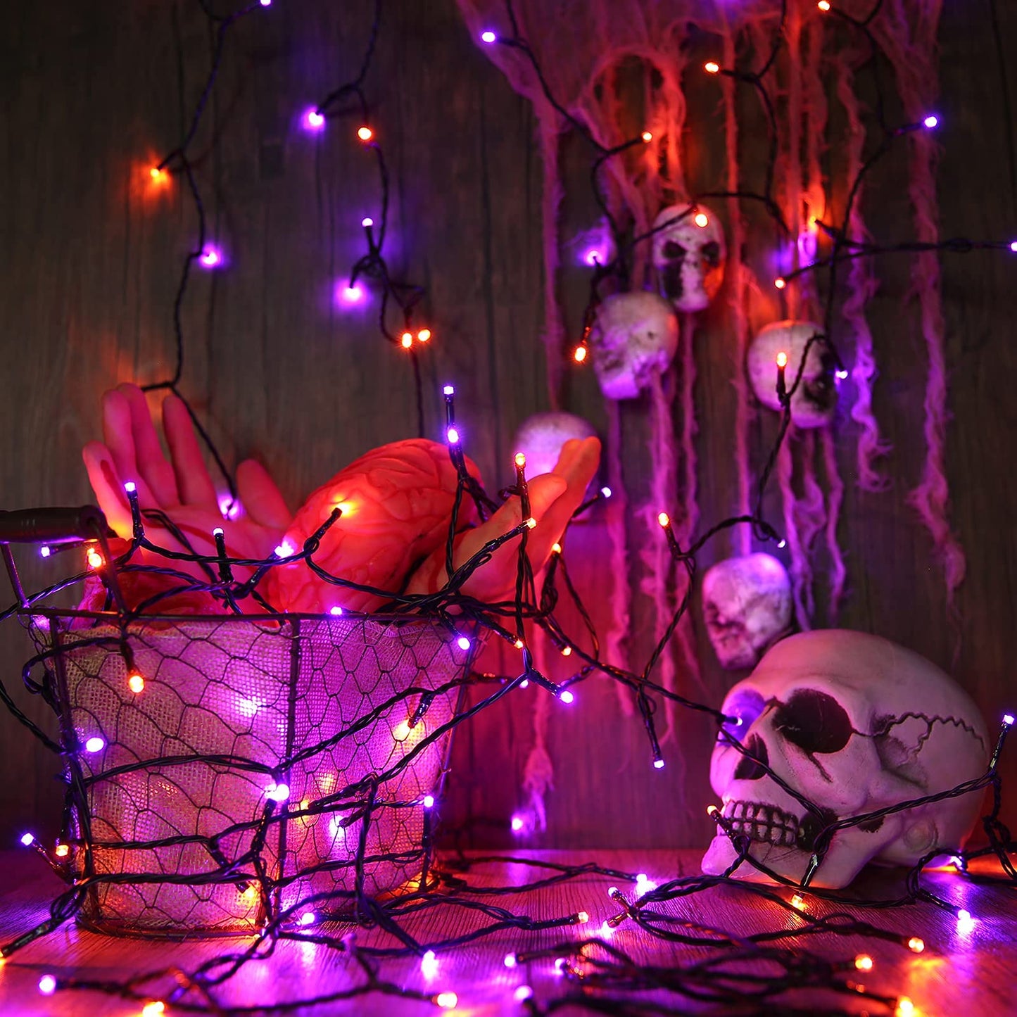 Joomer 500 Led Halloween String Lights - Orange Purple, Waterproof, 8 Modes, 174Ft, Perfect For Indoor Outdoor Decorations