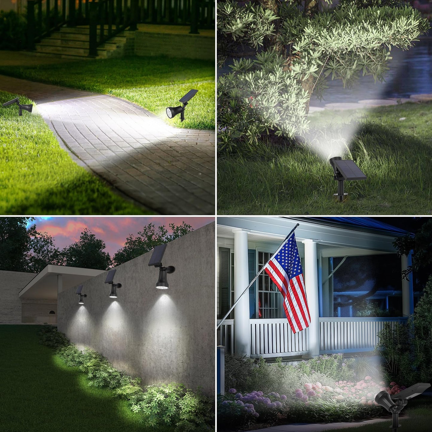 Bosceos 6-Pack Solar Spotlights For Outside With 30Leds & 3 Modes Solar Lights Outdoor Waterproof Dusk To Dawn Landscape Lighting Pathway Lights For Yard Garden Tree Flag Sculpture(Cool White)