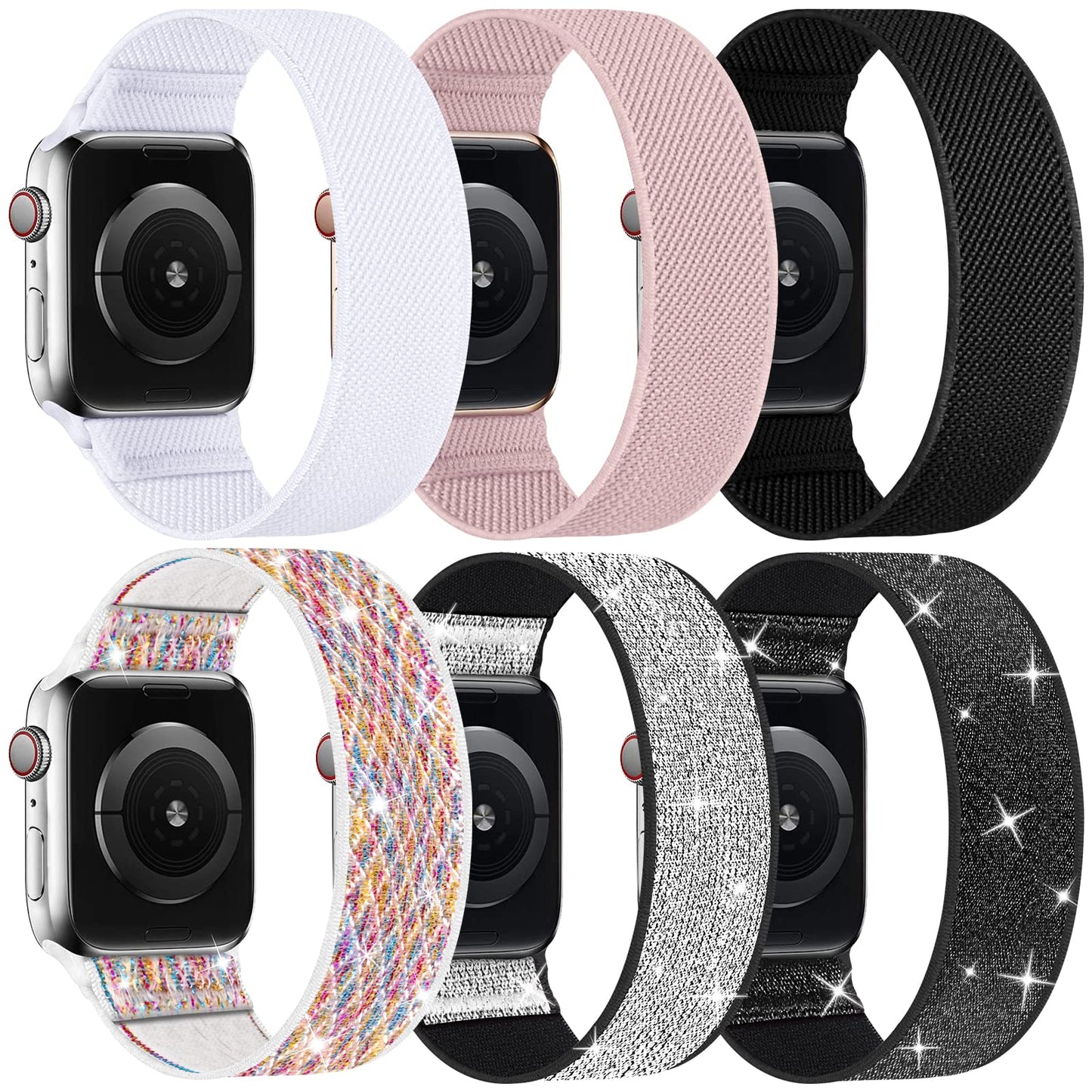 Stretchy Nylon Solo Loop Bands Compatible with Apple Watch 38/40/41/42/44/45/46/49mm Ultra 2 iWatch Series 11 10 9 8 7 SE 6 5 4 3 2 1 Strap, Sport Elastic Braided Women Men, 6A 42/44/45/46mm 49mm XS -Like New