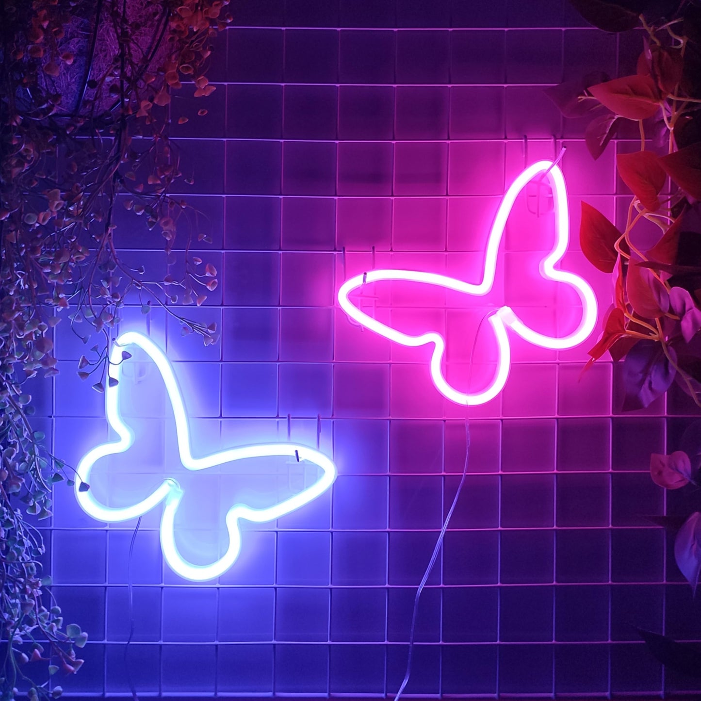 Jywj Butterfly Neon Light Sign - Usb/3-Aa Battery Powered Led Decor, Blue, Model Jy-Bf-Bu01, Perfect For Girls Bedroom & Parties