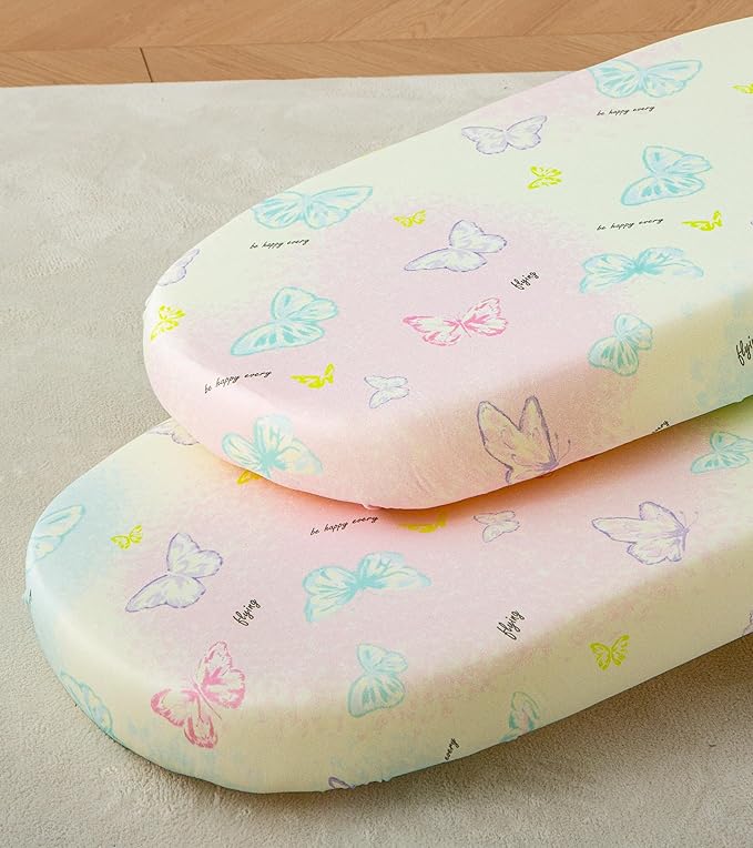 SDY Butterfly Bassinet Sheets Set 2 Pack for Boys Girls,Elastic Travel Crib Fashionable Floral Pattern, Standard Cradle Safe Sheets Set 32 * 16 * 4 inches (Butterfly)