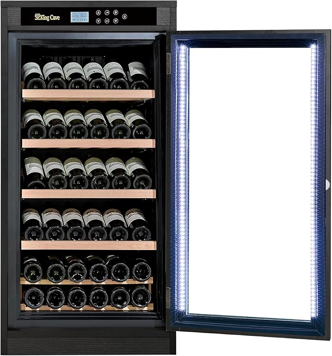 69 Bottles Grape Wine Refrigerator, Freestanding/Built-in Wine Fridge, LED Touch Screen, Intelligent Temperature-Controlled, 7.6 cu.ft. Multi-Tiered Cabinet 6 Removable Shelves, Black