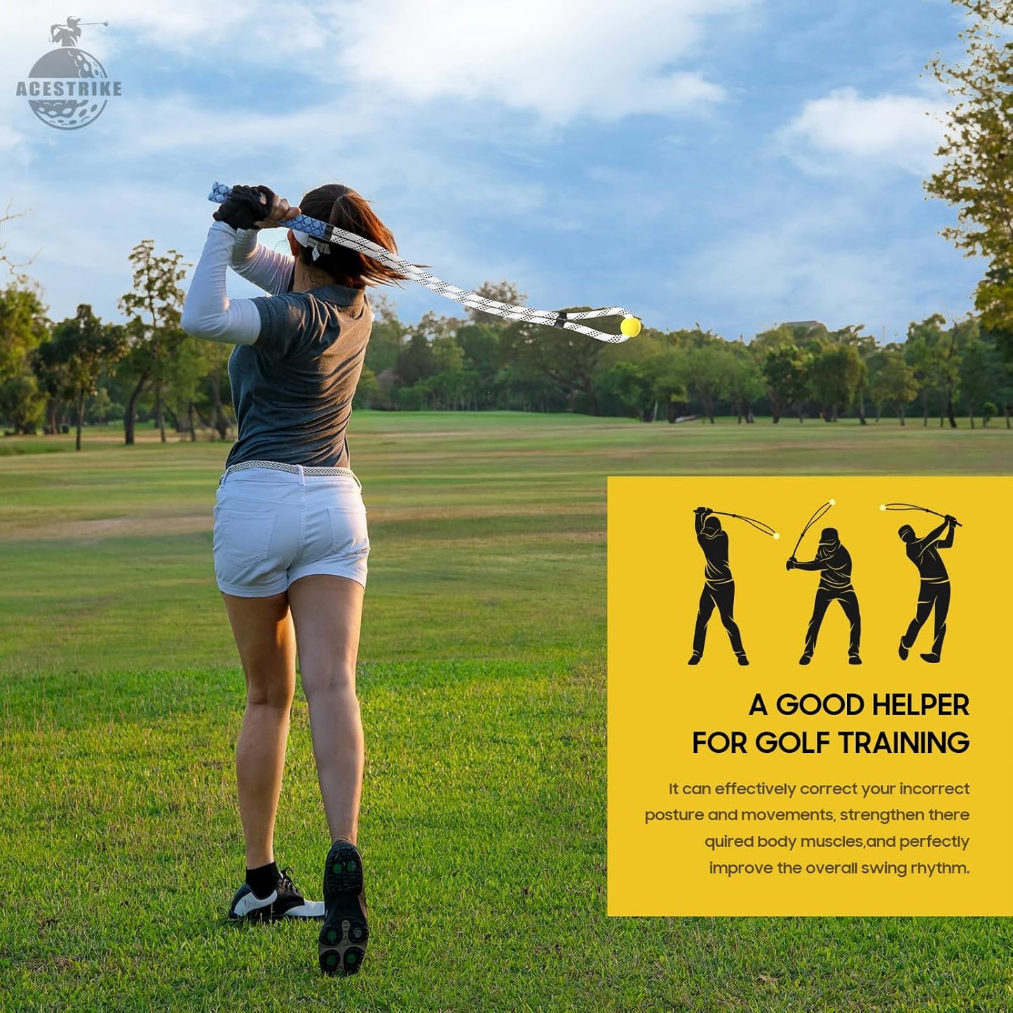 Golf Rope Swing Trainer, Golf Tyro Posture Corrector Professional Golf Training Aid, Master Tempo Golf Warm-Up Practice Equipment with Weighted Ball for Golfers of All Levels