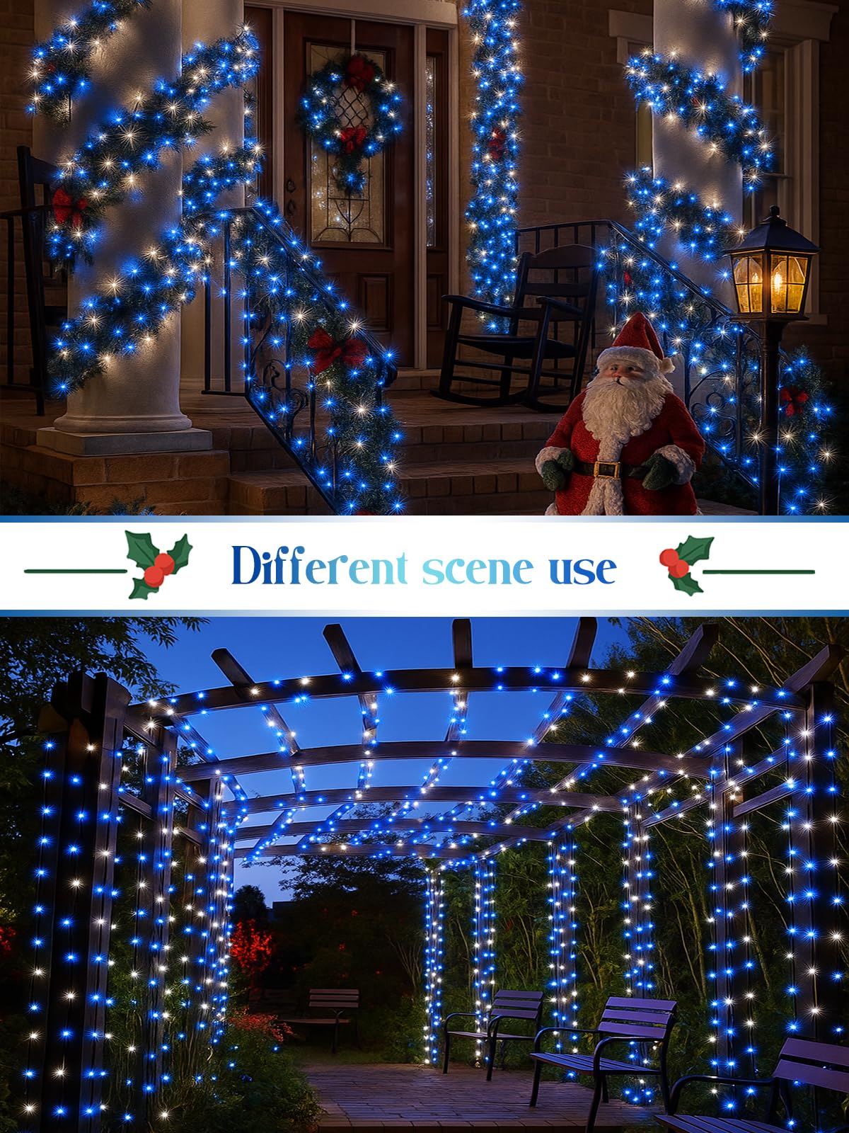 2025 New Christmas Cluster Lights 800 Led With Flowing Twinkling Fire er Fairy Lights With 15 Modes & Timer Waterproof Christmas String Light For Indoor Outdoor Xmas Tree Party Garden Blue White
