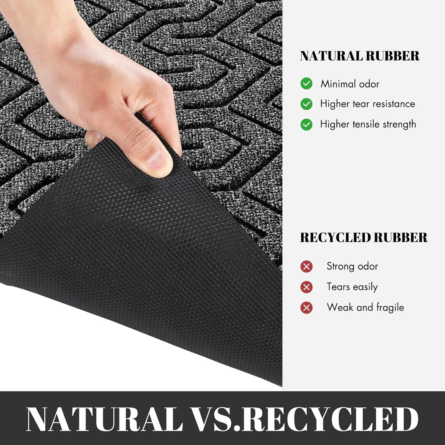 Yimobra Large Door Mat Outside Entrance 47x24, Waterproof Heavy Duty Outdoor Mats for Front Door, Non Slip Rubber Entry Mat for Garage Patio Indoor, Easy Clean, Mix Grey