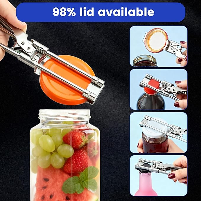 Adjustable Stainless Steel Jar Opener, 2026 New Jar Opener for Weak Hands Seniors, Multifunctional Can Opener Jar Lid Gripper Bottle Opener Kitchen Gadgets (2 Pcs)