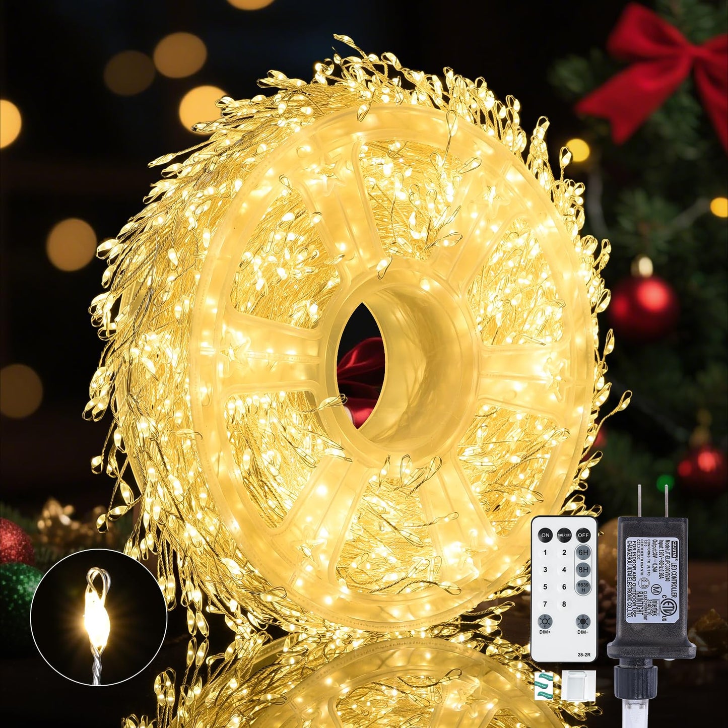 Fairy Lights Plug In Dailyart 2000 Led Twinkle String Light With Remote 130Ft Waterproof 8 Modes Warm Cluster Lights With Timer For Bedroom Wreath Window Wedding Christmas Tree Decoration Sliver Wire